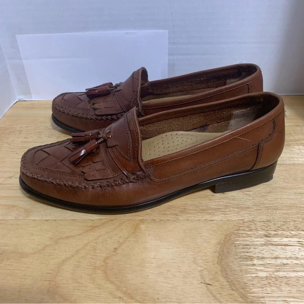 Mens GIORGIO BRUTINI Le Glove Loafers Brown Leather Kiltie Tassel Shoes Sz‎ 9D